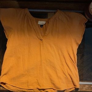 tan dress shirt with V cut